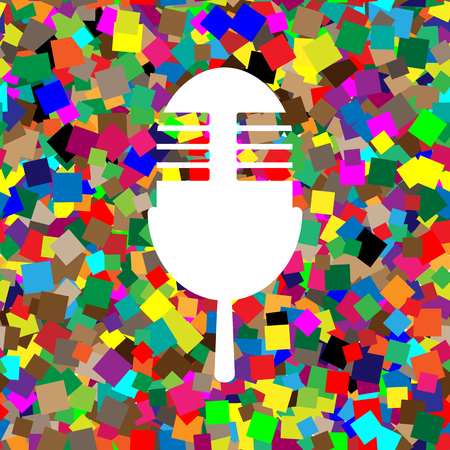 Retro microphone sign. Vector. White icon on colorful backgroundのイラスト素材