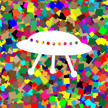 UFO simple sign. Vector. White icon on colorful background withのイラスト素材