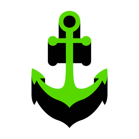 Anchor icon. Vector. Green 3d icon with black side on white backgroundのイラスト素材