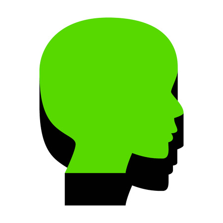 People head sign.   Green 3d icon with black side Vector illustration.のイラスト素材