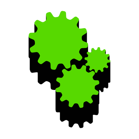 Settings sign illustration.  Green 3d icon with black side Vector illustration.のイラスト素材