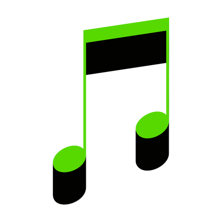 Music sign illustration. Vector. Green 3d iconのイラスト素材