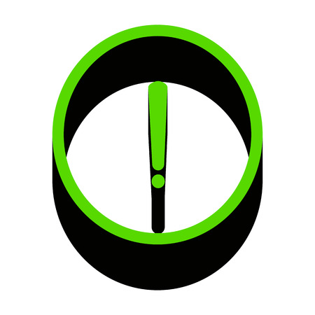Exclamation mark sign Green icon with black sidesのイラスト素材
