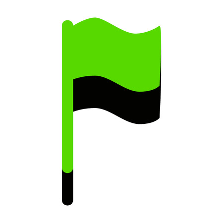 Flag sign illustration. Vector. Green 3d iconのイラスト素材