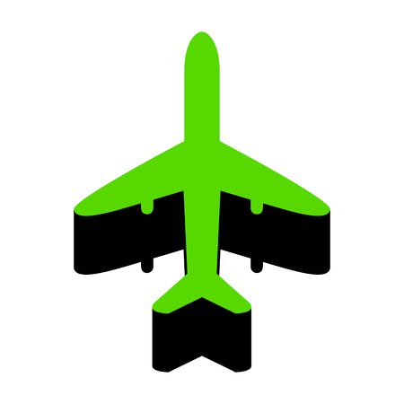 Airplane sign illustration Green icon with black sidesのイラスト素材