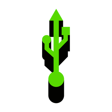 USB sign illustration Green icon with black sidesのイラスト素材