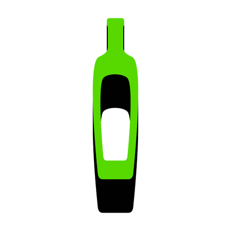 Olive oil bottle sign Green icon with black sidesのイラスト素材