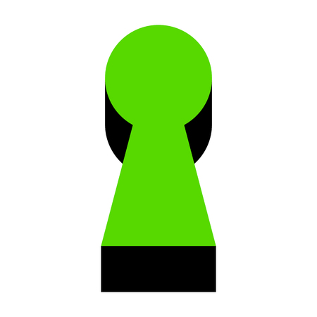 Keyhole sign illustration.  Green 3d icon with black side on white background. Isolated Vector illustration.のイラスト素材