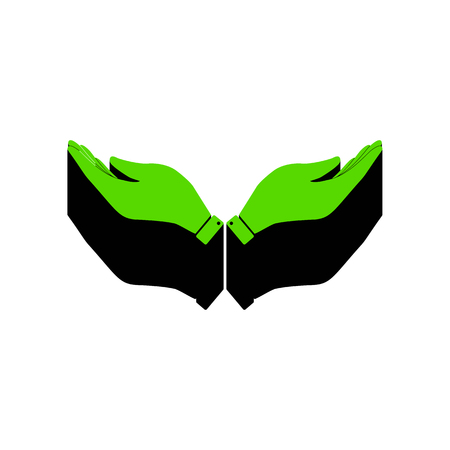 Hand sign illustration.   Green 3d icon with black side on white background. Isolated Vector illustration.のイラスト素材