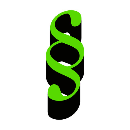 Paragraph sign illustration. Vector. Green 3d icon with black side on white background.のイラスト素材