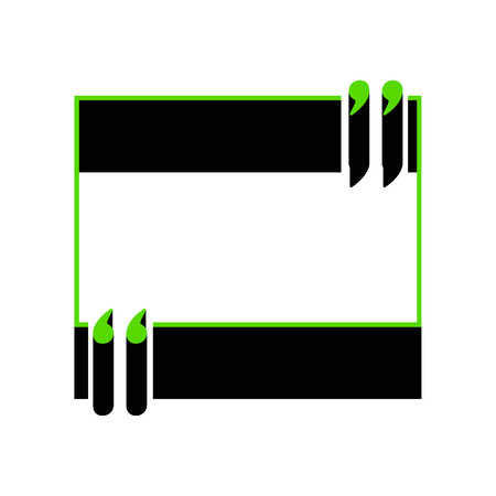 Text quote sign. Vector. Green 3d icon with black side on white background.のイラスト素材