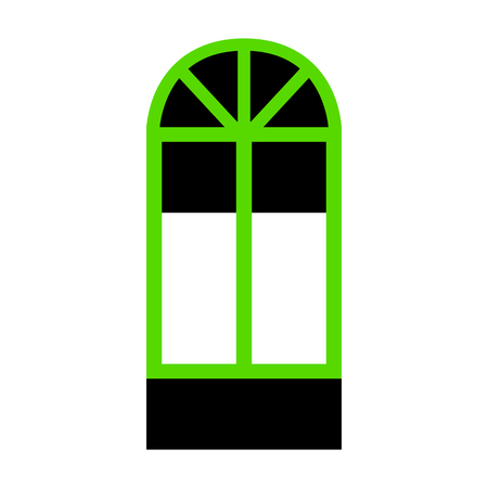 Window simple sign. Vector. Green 3d icon with black side on white background.のイラスト素材