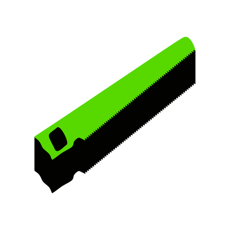 Saw simple sign.  Green 3d icon with black side on white background. Isolated Vector illustration.のイラスト素材