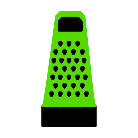 Cheese grater sign. Vector. Green 3d icon with black side on white background.のイラスト素材