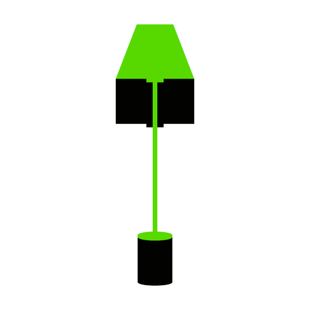 Lamp simple sign. Vector. Green 3d icon with black side on white background.のイラスト素材