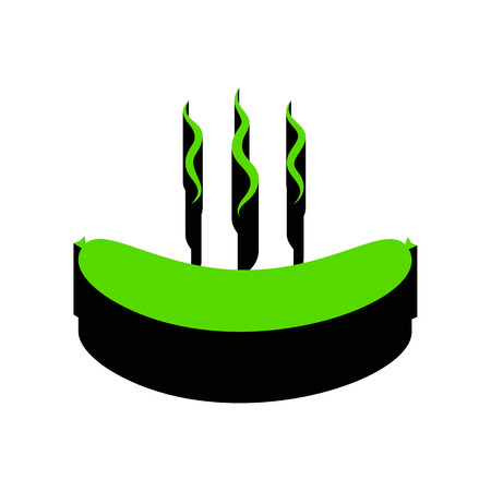 Sausage simple sign. Vector. Green 3d icon with black side on white background.のイラスト素材