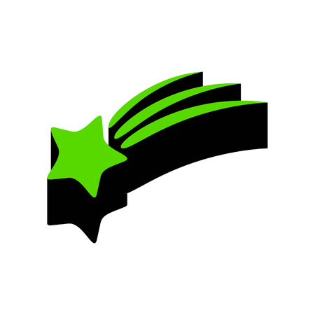 Meteor shower sign. Vector. Green 3d icon with black side on white background.のイラスト素材