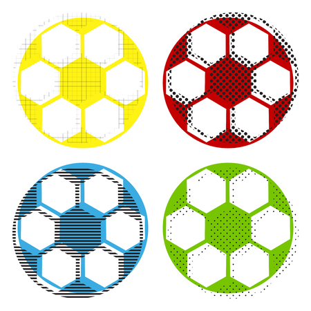 Soccer ball sign. Vector Yellow, red, blue, green iconsのイラスト素材