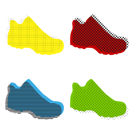 Boot sign vector in yellow, red, blue and green colors.のイラスト素材