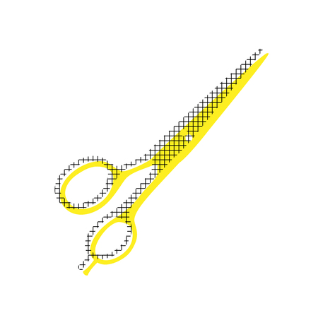 Hair cutting scissors sign Vector Yellow icon with square patternのイラスト素材