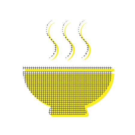 Soup sign Vector Yellow icon with square pattern duplicateのイラスト素材