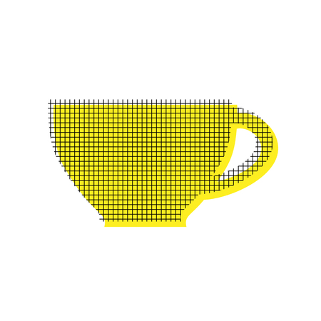 Cup in yellow and black icon with square pattern.のイラスト素材