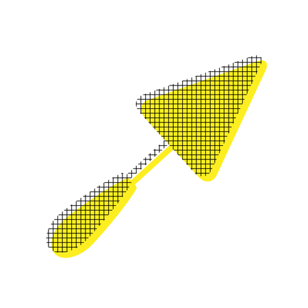Trowel sign in yellow and black icon with square pattern.のイラスト素材