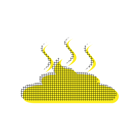 Poop in yellow and black icon with square pattern.のイラスト素材