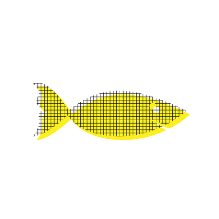 Fish in yellow and black icon with square pattern.のイラスト素材