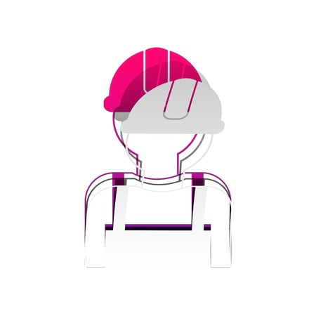 Worker sign. Vector. Detachable paper with shadow at underlying layer with magenta-violet background.のイラスト素材