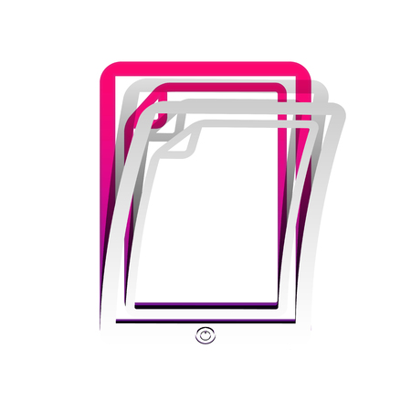 Protective sticker on the screen. Vector. Detachable paper with shadow at underlying layer with magenta-violet background.のイラスト素材