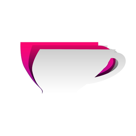 Cup sign. Vector. Detachable paper with shadow at underlying layer with magenta-violet background.のイラスト素材