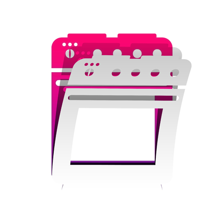 Stove sign. Vector. Detachable paper with shadow at underlying layer with magenta-violet background.のイラスト素材