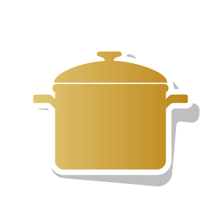 Cooking pan sign vector. Golden gradient icon with white contour.のイラスト素材