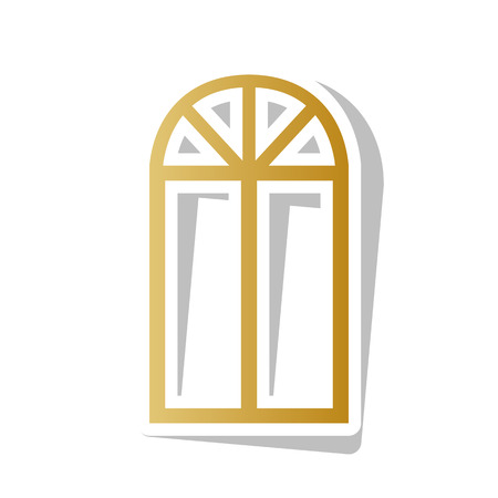 Window simple sign. Golden gradient icon with white contour.のイラスト素材