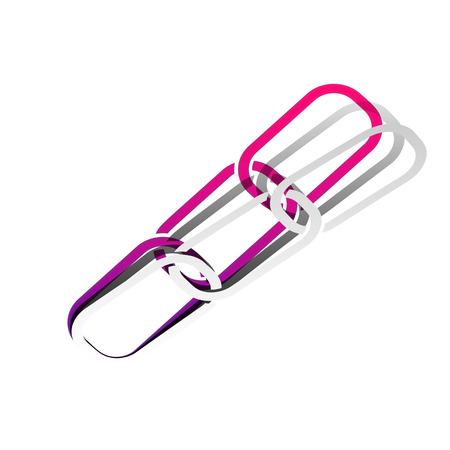 Link sign illustration. Vector. Detachable paper with shadow at underlying layer with magenta-violet background.のイラスト素材