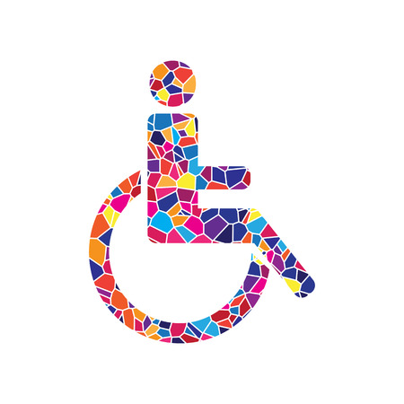 Disabled sign illustration. Vector. Stained glass icon on white background. Colorful polygons. Isolated.のイラスト素材