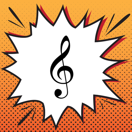 Music violin clef sign. G-clef. Treble clef. Vector. Comics stylのイラスト素材