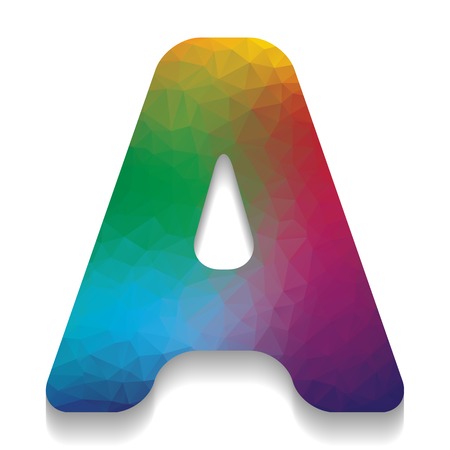 Letter A sign design template element. Vector. Colorful icon with bright texture of mosaic with soft shadow on white background. Isolated.のイラスト素材