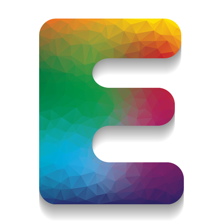 Letter E sign design template element. Vector. Colorful icon with bright texture of mosaic with soft shadow on white background. Isolated.のイラスト素材