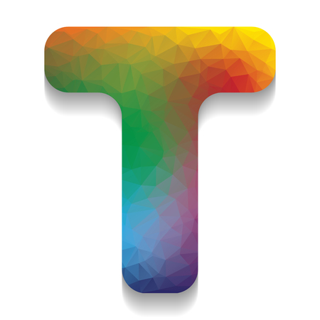 Letter T sign design template element. Vector. Colorful icon with bright texture of mosaic with soft shadow on white background. Isolated.のイラスト素材