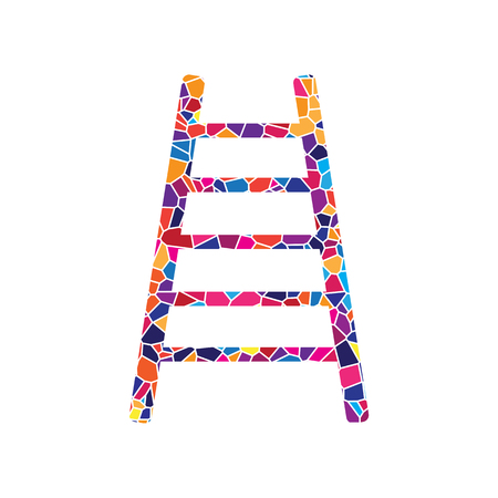 Ladder sign illustration. Vector. Stained glass icon on white background. Colorful polygons. Isolated.のイラスト素材