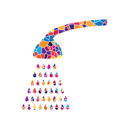 Shower simple sign. Vector. Stained glass icon on white background. Colorful polygons. Isolated.のイラスト素材