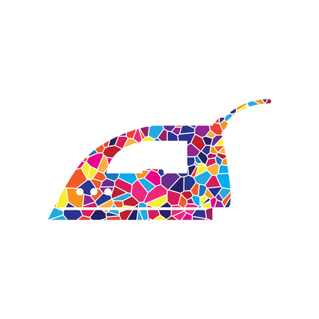Smoothing Iron sign. Vector. Stained glass icon on white background. Colorful polygons. Isolated.のイラスト素材