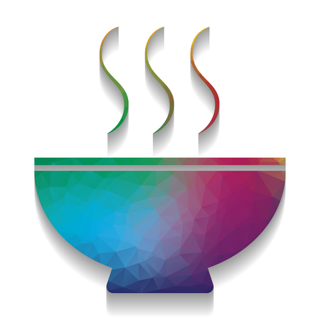 Soup sign. Vector. Colorful icon with bright texture of mosaic with soft shadow on white background. Isolated.のイラスト素材