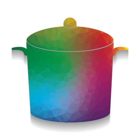 Pan sign. Vector. Colorful icon with bright texture of mosaic with soft shadow on white background. Isolated.のイラスト素材