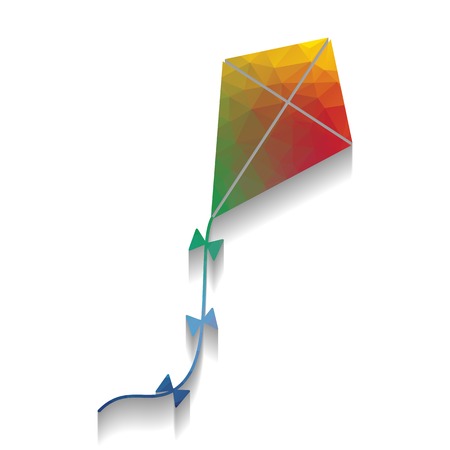 Kite sign. Vector. Colorful icon with bright texture of mosaic with soft shadow on white background. Isolated.のイラスト素材
