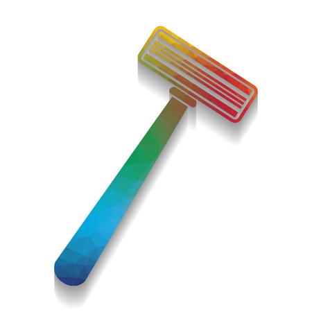 Safety razor sign. Vector. Colorful icon with bright texture of mosaic with soft shadow on white background. Isolated.のイラスト素材