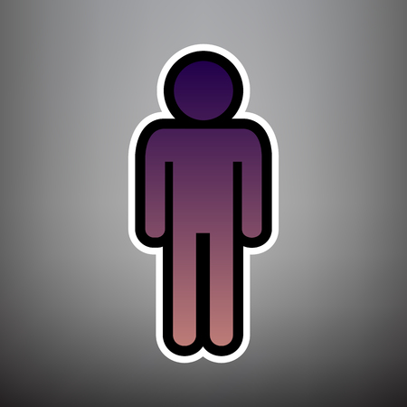 Man sign illustration. Vector. Violet gradient icon with black and white linear edges at gray background.のイラスト素材