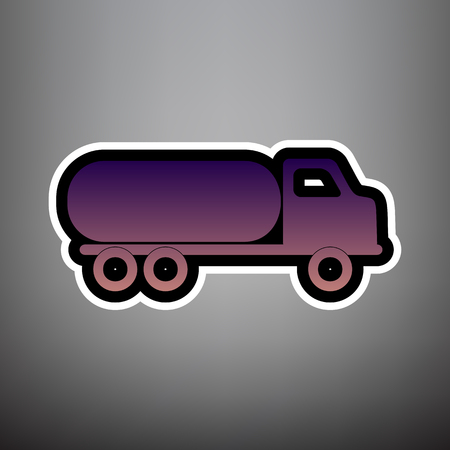 Car transports sign. Vector. Violet gradient icon with black and white linear edges at gray background.のイラスト素材